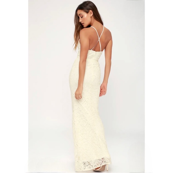 NWT Gorgeous Lulus Zenith Cream Lace Gown Size M - Picture 3 of 15